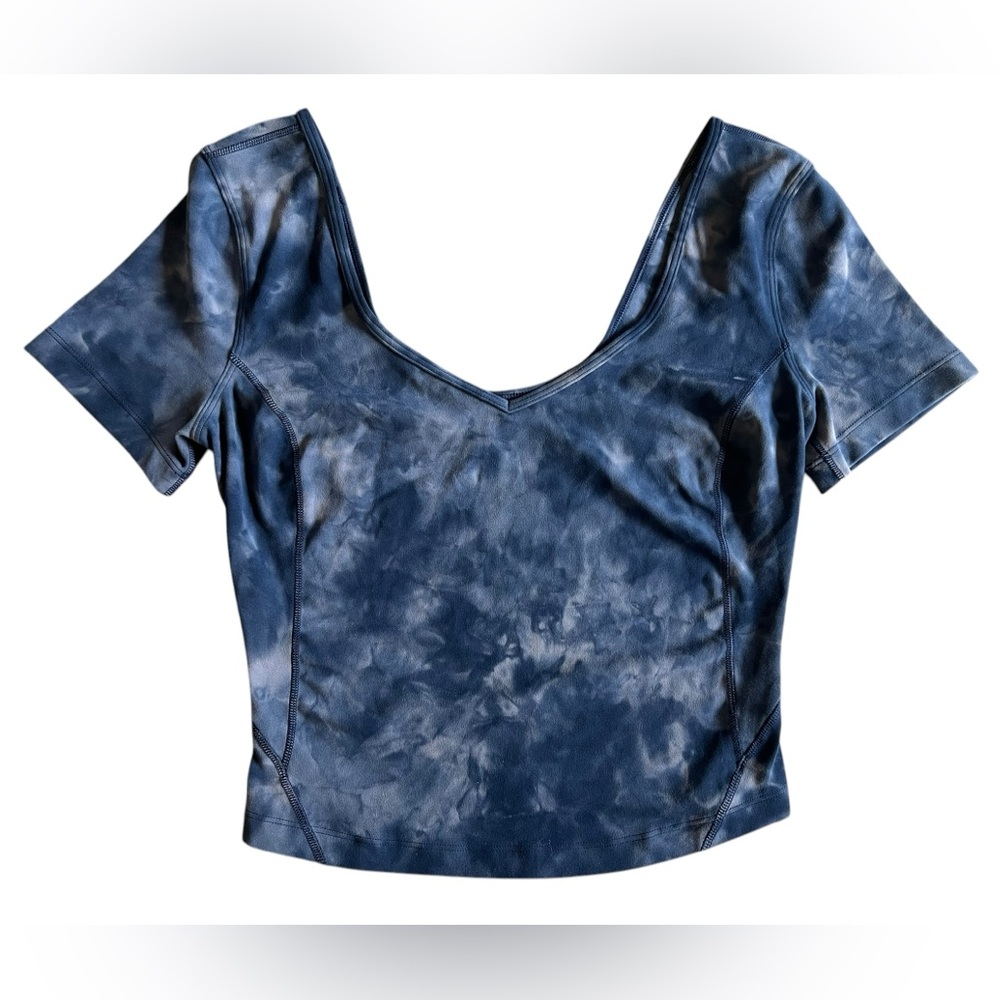 LULULEMON‎ Align Tee Nulu Diamond Dye Lunar Rock True Navy Size 4 Yoga Stretch